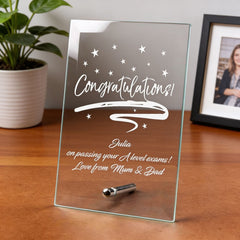 Personalised Congratulations Sentiment Gift Glass Plaque Gift Personalised Crystal Glass ukgiftstoreonline