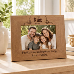 Personalised Family Photo Frame - Oak Wood Picture Frame With Stand & Engraved Family Name Family Photo frame ukgiftstoreonline