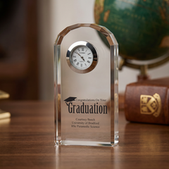 Personalised Graduation Crystal Glass Clock Gift Memory Keepsake Personalised Crystal Glass ukgiftstoreonline