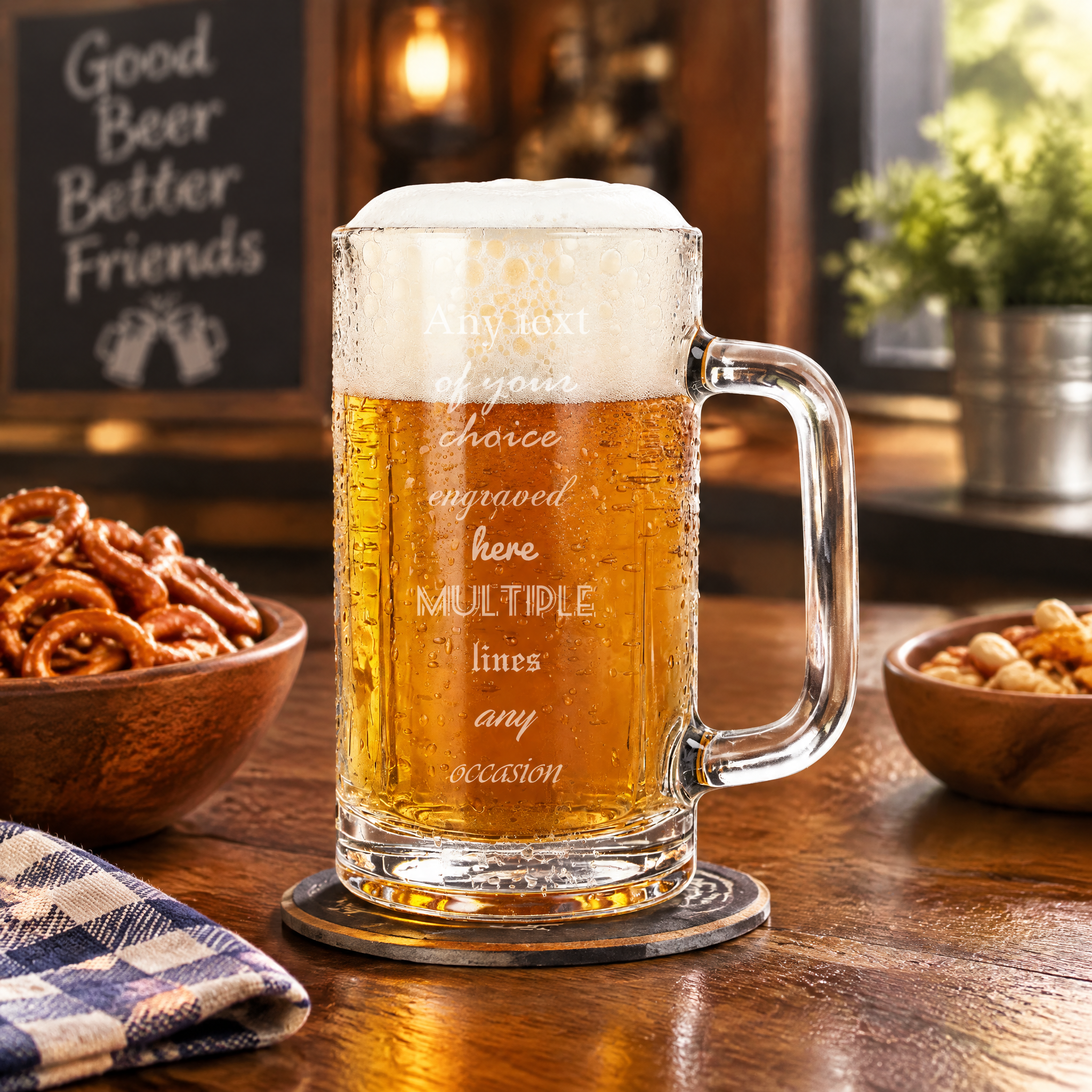Personalised Engraved 540ml Beer Glass Mug Gift for Him any Occasion Personalised Birthday Gift ukgiftstoreonline