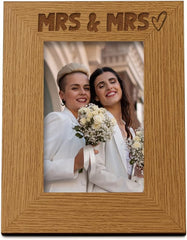 Oak Mrs and Mrs Picture Photo Frame Heart Gift Portrait
