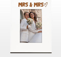 White Engraved Wedding Picture Photo Frame Mrs And Mrs Heart Gift Portrait