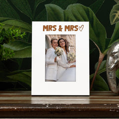 White Engraved Wedding Picture Photo Frame Mrs And Mrs Heart Gift Portrait