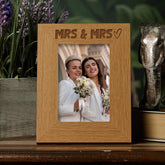 Oak Mrs and Mrs Picture Photo Frame Heart Gift Portrait