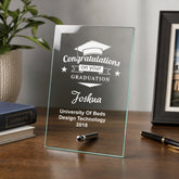 Personalised Congratulations On Your Graduation Gift Glass Plaque Personalised Crystal Glass ukgiftstoreonline