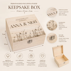 Personalised Wedding Memory Keepsake Box Gift With Wildflower Design Keepsake Memory Box ukgiftstoreonline