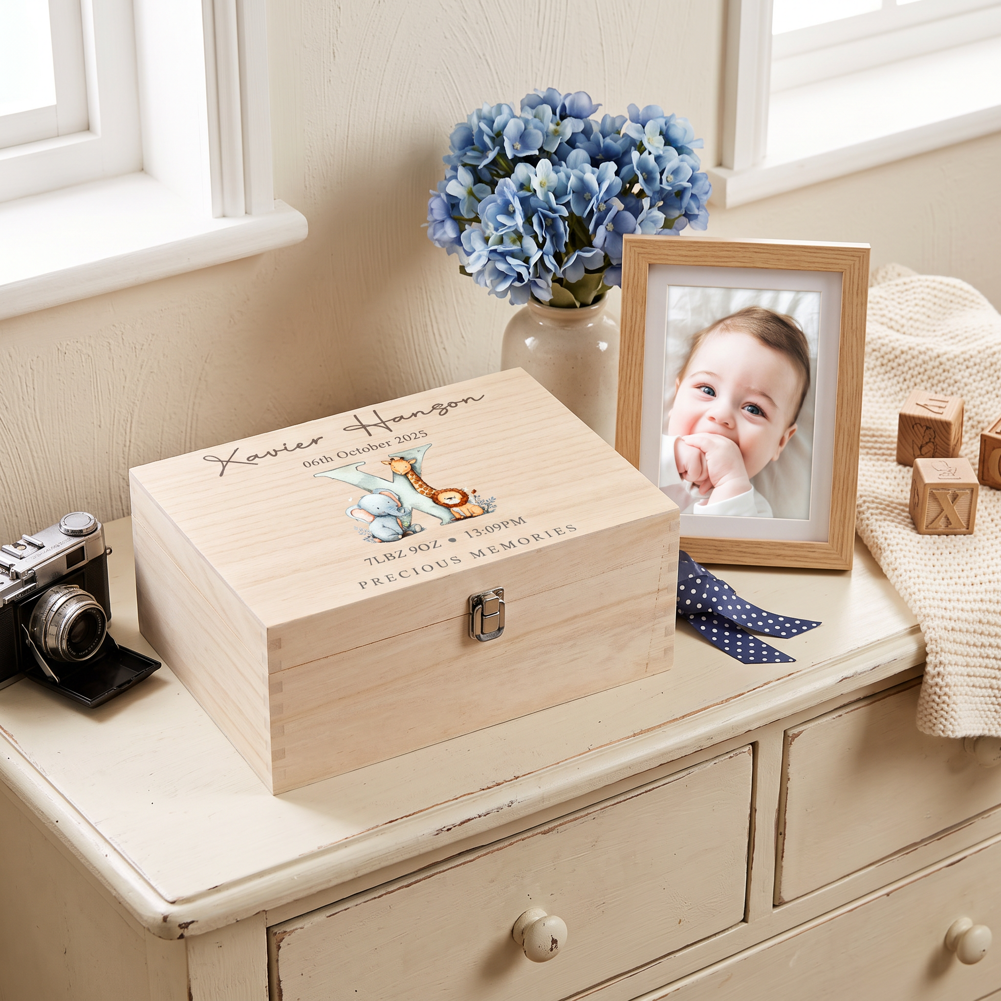 Personalised Wooden Baby Memory Keepsake Box With Animal Alphabet Keepsake Memory Box ukgiftstoreonline
