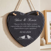 Personalised Engagement Gift - Custom Engraved Slate Plaque With Bird Symbol Personalised Heart Gifts ukgiftstoreonline