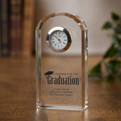 Personalised Graduation Crystal Glass Clock Gift Memory Keepsake Personalised Crystal Glass ukgiftstoreonline