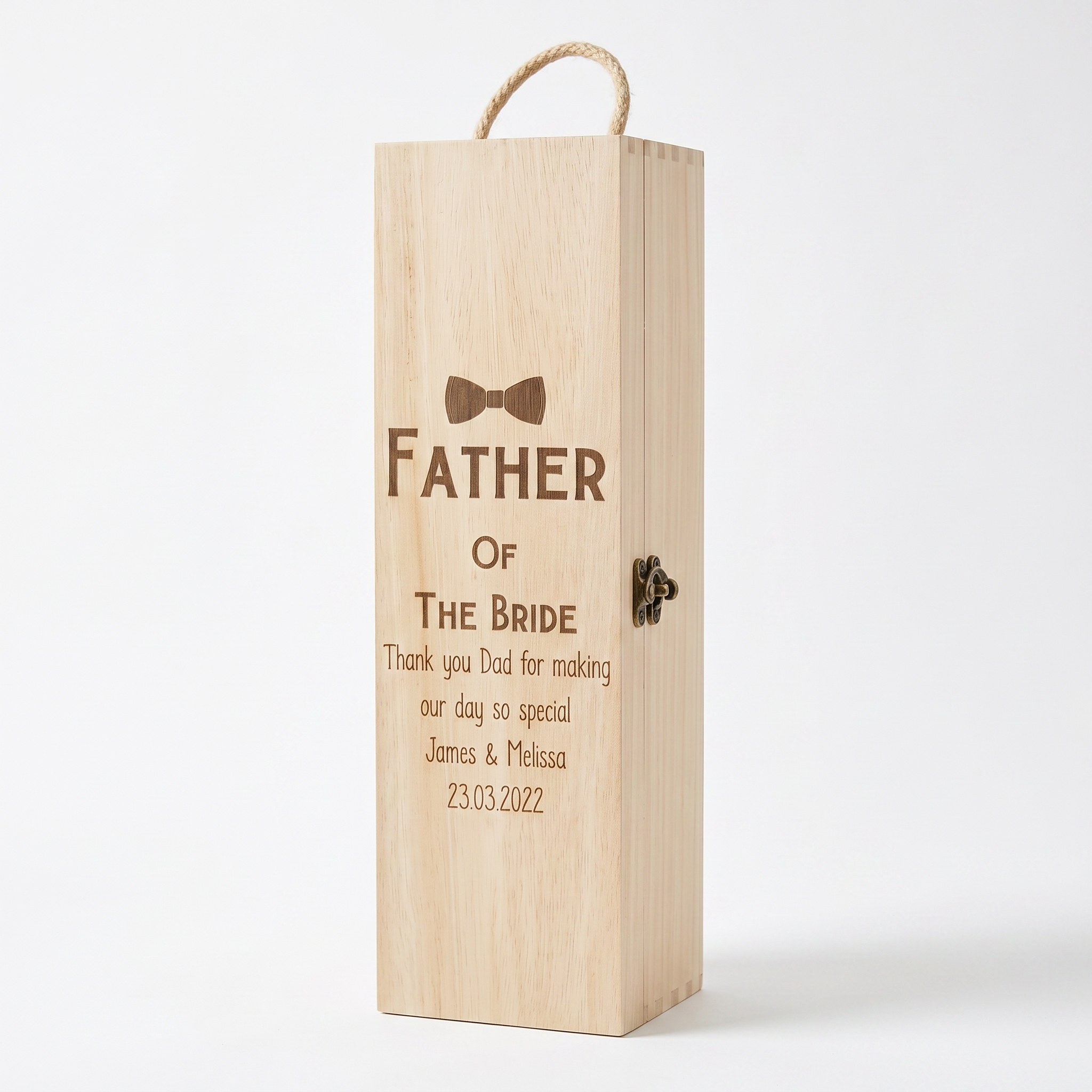 Personalised Wooden Wine Champagne Box Father Of The Bride Gift Champagne Bottle Holders Raised Words