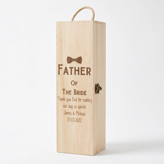 Personalised Wooden Wine Champagne Box Father Of The Bride Gift Champagne Bottle Holders Raised Words