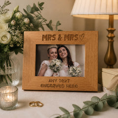 Oak Personalised Mrs and Mrs Gay Wedding Picture Photo Frame Heart Gift Photo Frame ukgiftstoreonline