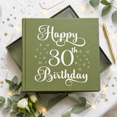 30th Birthday Olive Green Album, Star Motif, 50 Prints, Captions, 4X6 ukgiftstoreonline
