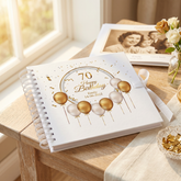 Personalised 70th Birthday Guest Book Scrapbook or Album Gold Balloons Scrapbook ukgiftstoreonline