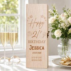 Personalised Birthday Any Age Wooden Wine or Champagne Gift Box Champagne Bottle Holders ukgiftstoreonline