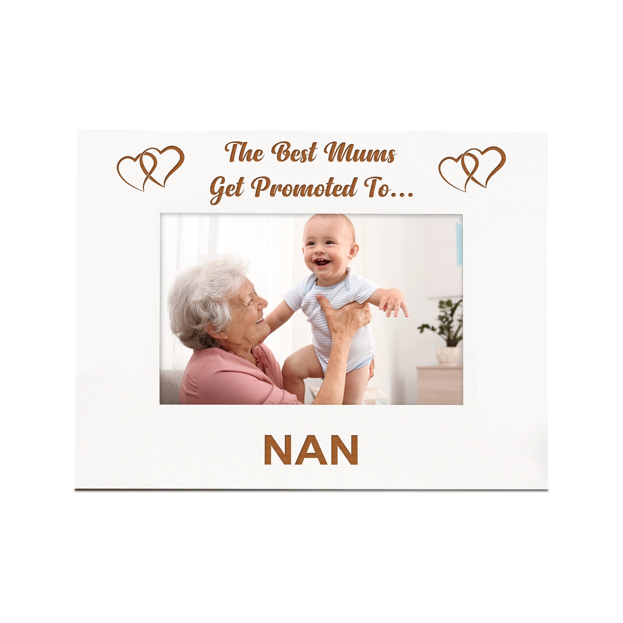 White Engraved Best Mums Get Promoted To Nan Photo Frame Gift Photo Frame ukgiftstoreonline