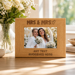 Oak Personalised Mrs and Mrs Gay Wedding Picture Photo Frame Heart Gift Photo Frame ukgiftstoreonline