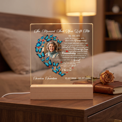 Personalised Photo Memorial Lamp Night Light Condolence Sympathy Gift Heart Butterfly Personalised Heart Gifts ukgiftstoreonline