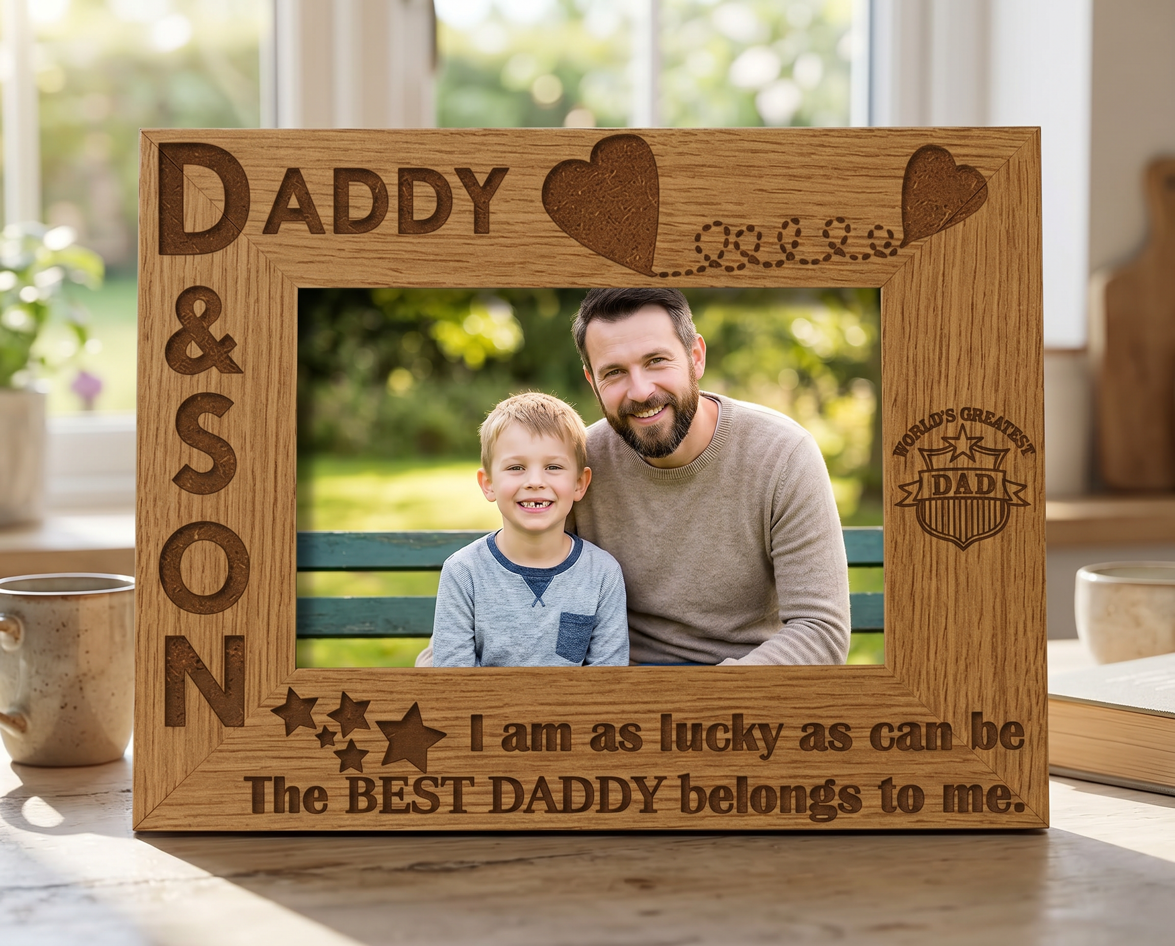Daddy and Son Wooden Photo Frame Gift Daddy Photo Frame ukgiftstoreonline