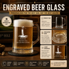 Personalised Engraved Pint Glass Beer Tankard Sports Award Golf Theme personalised beer glasses ukgiftstoreonline