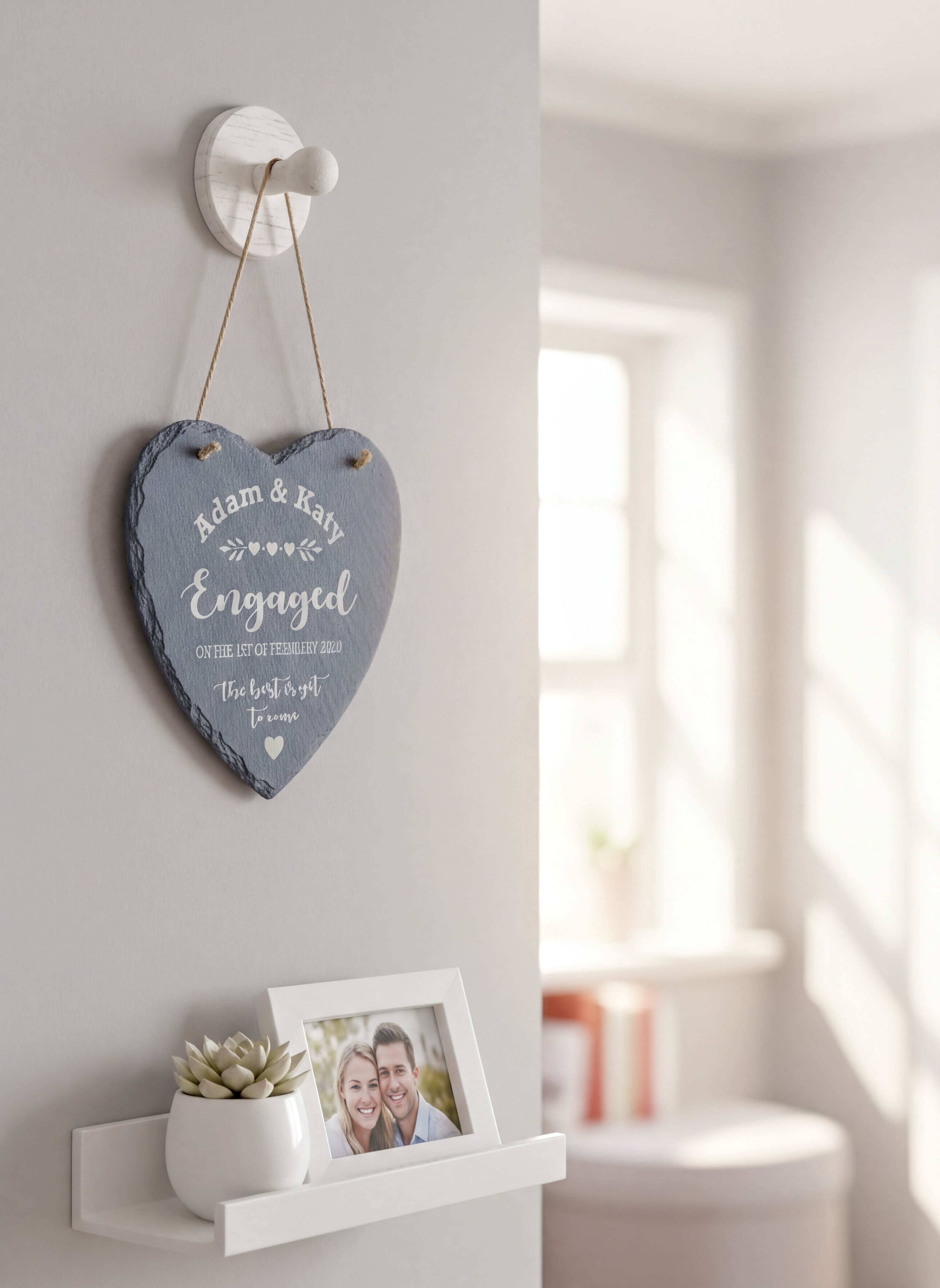 Engagement Gift Personalised Engraved Slate Heart Stone Personalised Engagement Gift ukgiftstoreonline