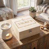 Personalised Wooden Wax Melt Box – Reusable Hinged Gift Box with Clip Closure Keepsake Memory Box ukgiftstoreonline