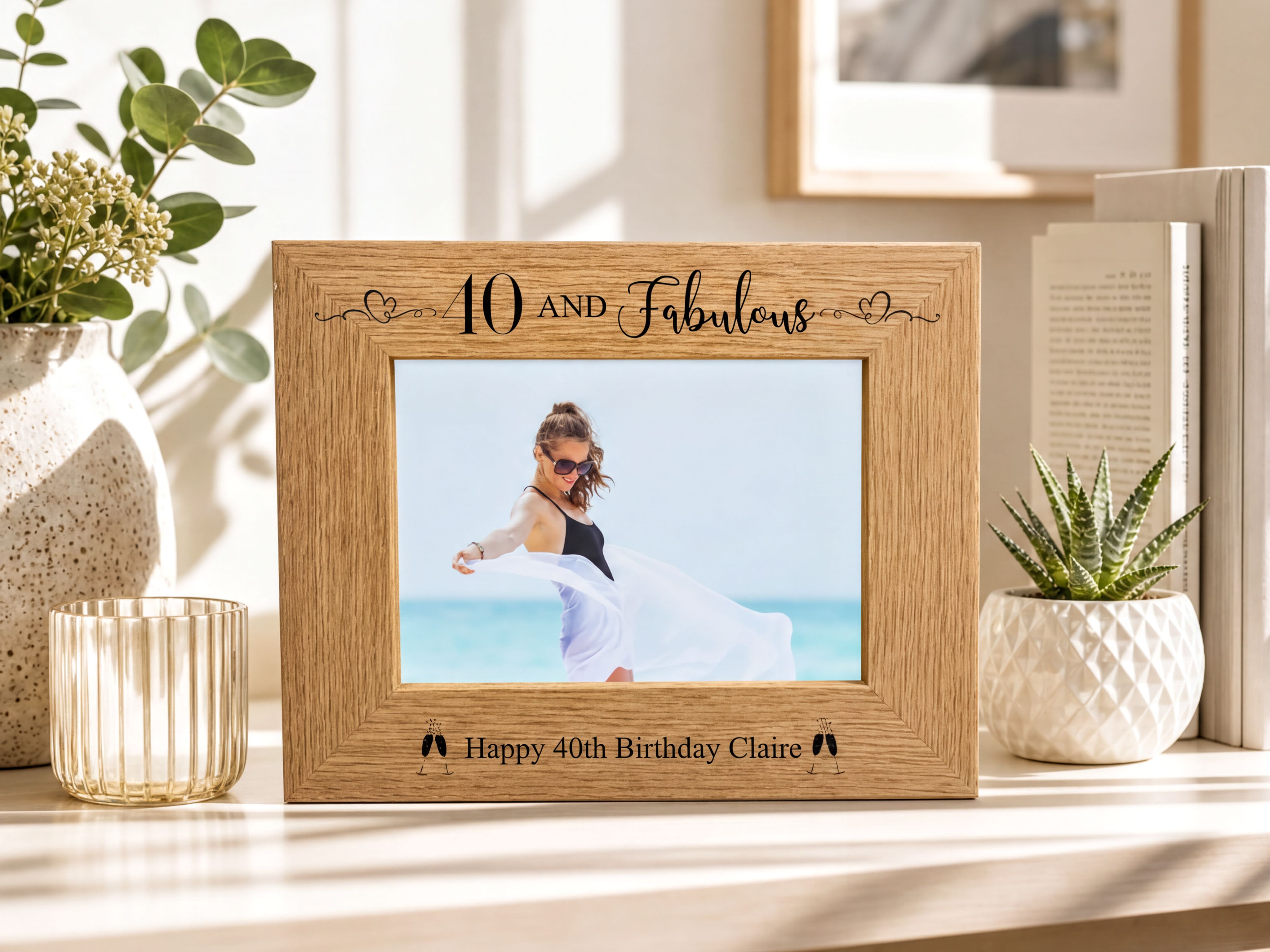 Personalised Birthday Photo Frame | Engraved Wood Keepsake For Milestone Birthdays personalised photo frames ukgiftstoreonline