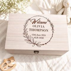 Personalised Wooden Memory Box - Large Hinged Keepsake Chest For Boys & Girls Keepsake Memory Box ukgiftstoreonline