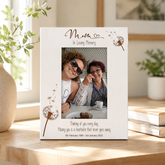 Mum Remembrance White Photo Frame Personalised Portrait With Dandelions Family Photo frame ukgiftstoreonline