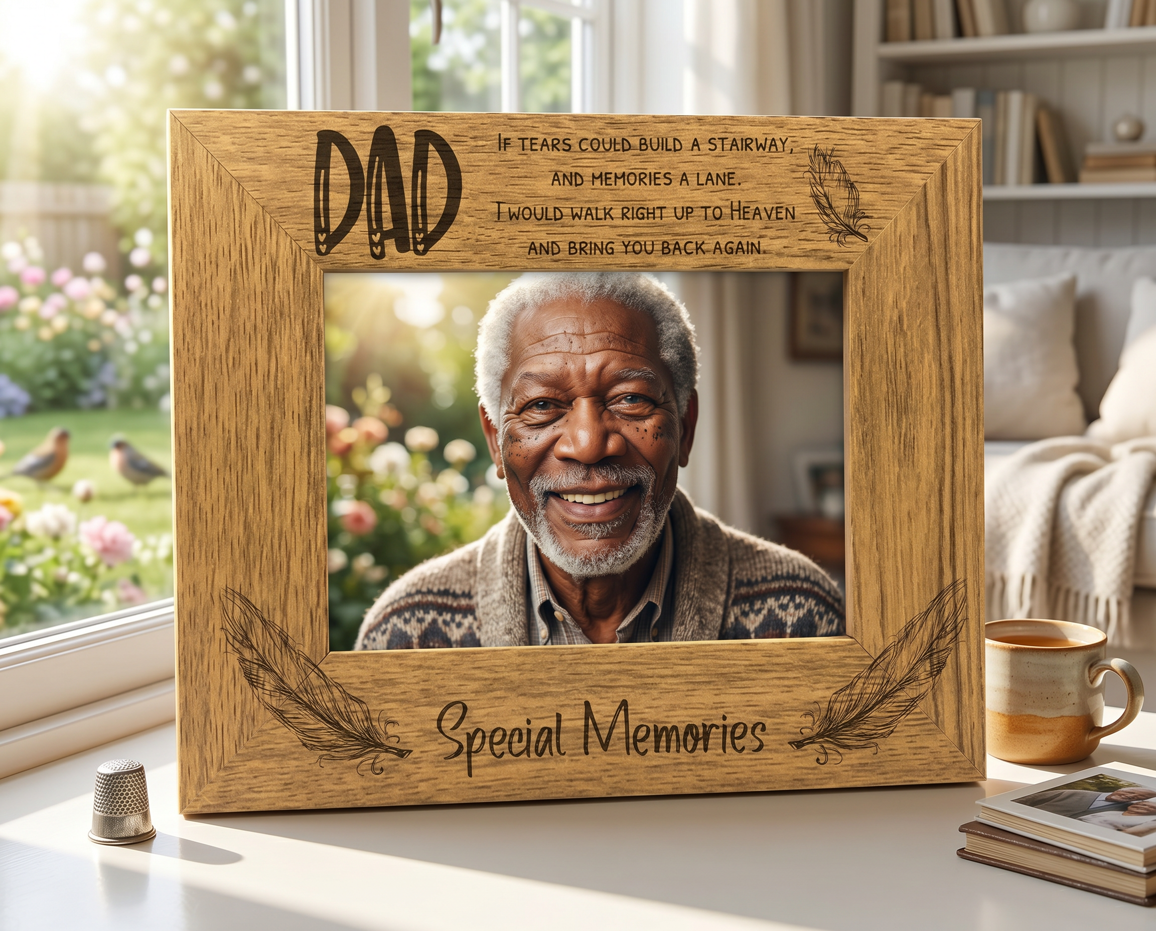 Dad Special Memories Remembrance Photo Frame Gift Oak Wood Finish Daddy Photo Frame ukgiftstoreonline