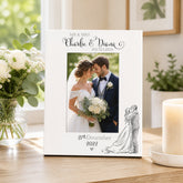 Personalised Wedding Day Wooden Photo Frame Gift With Sketch Couple Photo Frame ukgiftstoreonline