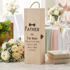 Personalised Wooden Wine Champagne Box Father Of The Bride Gift Champagne Bottle Holders Raised Words