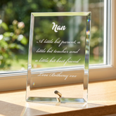Personalised Nan Glass Plaque | Engraved 4In X 5In Gift For Nan Personalised Crystal Glass ukgiftstoreonline