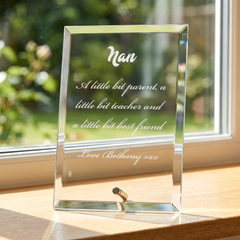 Personalised Nan Glass Plaque | Engraved 4In X 5In Gift For Nan Personalised Crystal Glass ukgiftstoreonline