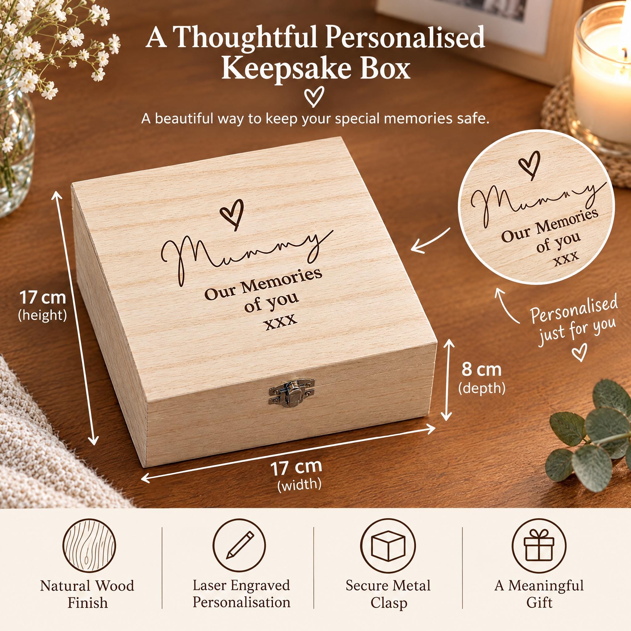 Personalised Keepsake Box | Wooden Engraved | 30cm or 17cm Sizes | Any Title | Any Sentiment ukgiftstoreonline