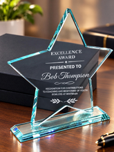 Jade Glass Star Trophy | Personalised Engraving | 18Cm X 18Cm ukgiftstoreonline