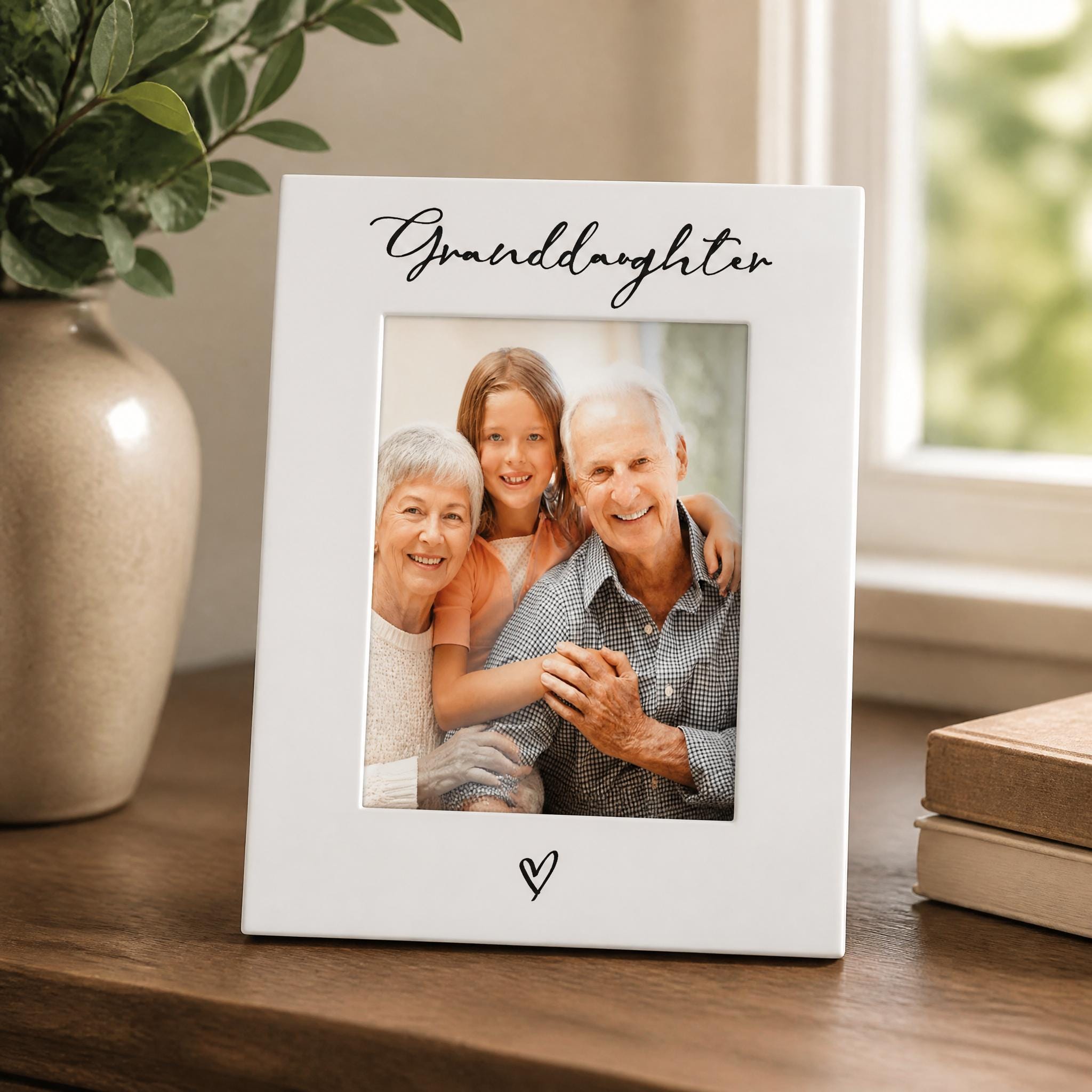 Photo Frame, White Wooden 6X4 Portrait, Granddaughter Heart ukgiftstoreonline