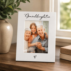Photo Frame, White Wooden 6X4 Portrait, Granddaughter Heart ukgiftstoreonline