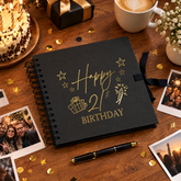 21st Birthday Black Scrapbook Photo Album with Gold Script Present Design Birthday Photo Album ukgiftstoreonline