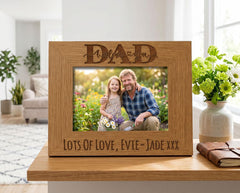 Dad Photo Frame - Personalised Oak Wood Frame With Custom Message & Engraved Keepsake picture frame ukgiftstoreonline