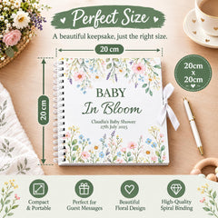 Personalised Baby Shower Guestbook, Wildflower Scrapbook, 8X8 Inch