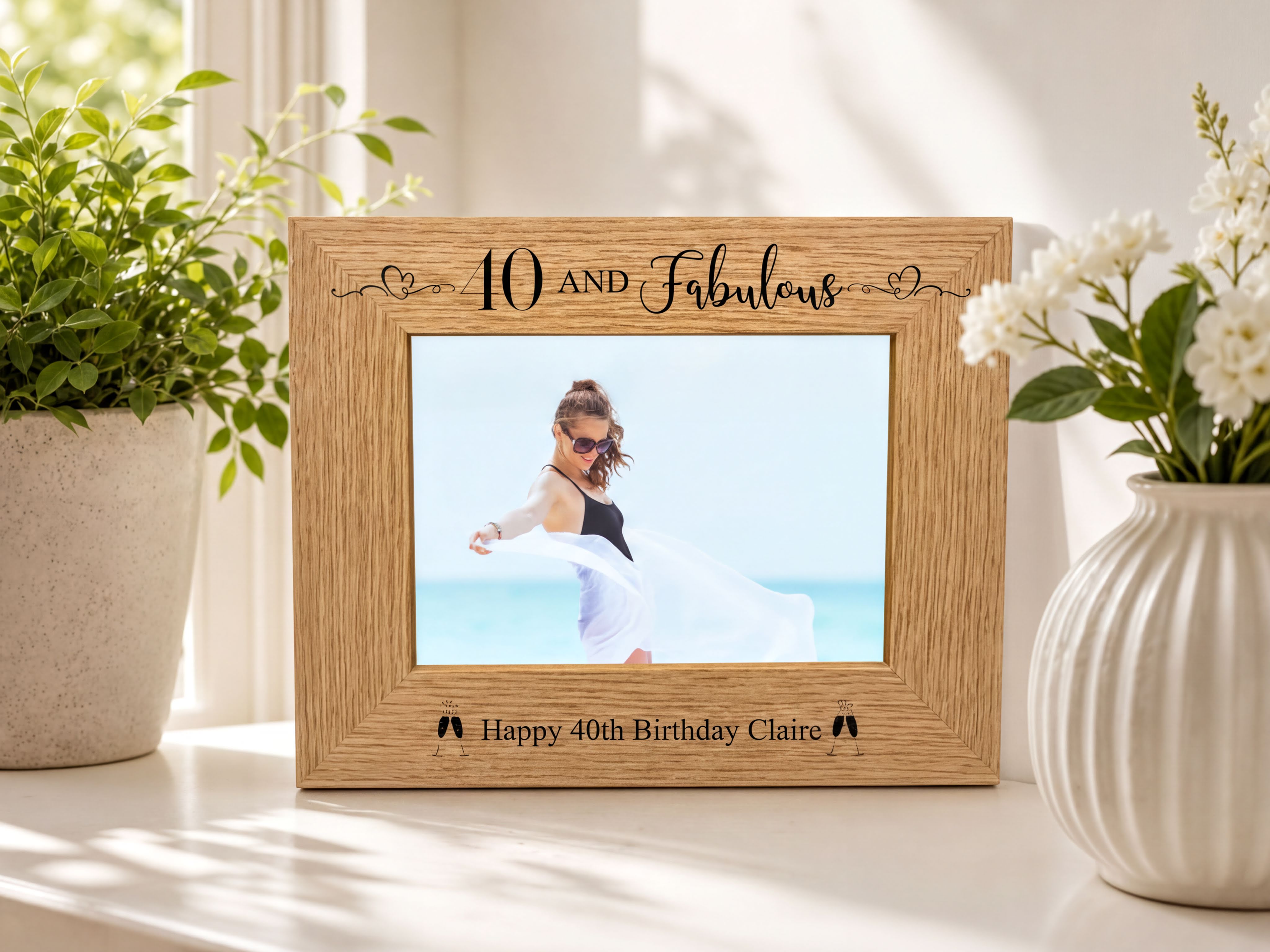 Personalised Birthday Photo Frame | Engraved Wood Keepsake For Milestone Birthdays personalised photo frames ukgiftstoreonline