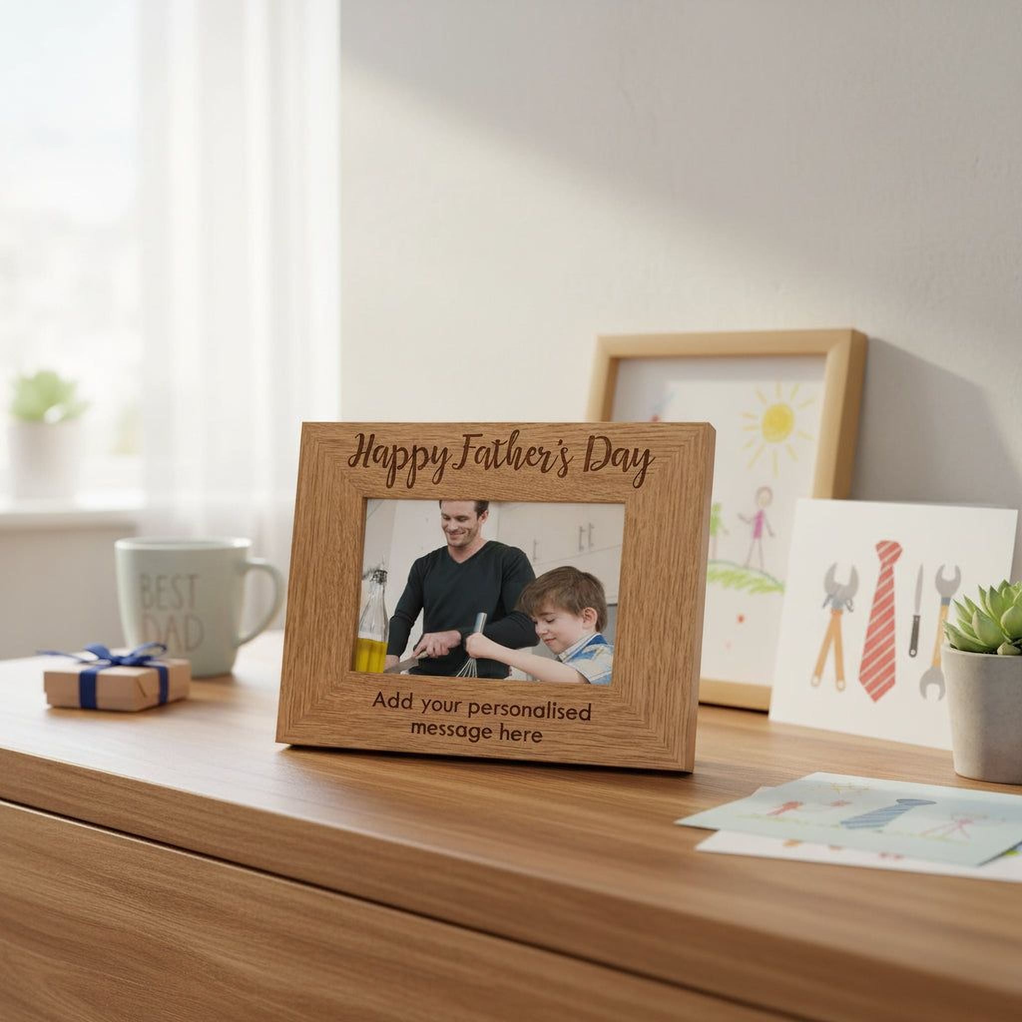 Personalised Happy Fathers Day Engraved Photo Frame Gift Father Photo Frame ukgiftstoreonline