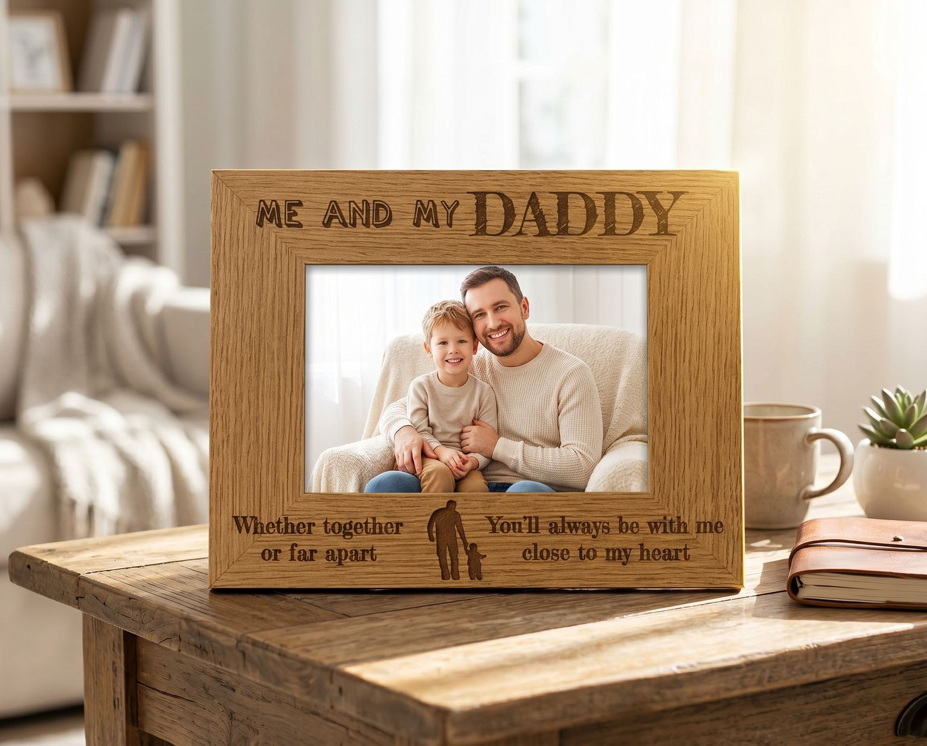 Dad Wooden Photo Frame – Oak Wood Picture Frame With Engraved Memory Display Daddy Photo Frame ukgiftstoreonline