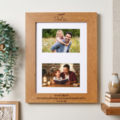 Personalised Dad Double Photo Picture Frame With Leaf Landscape Daddy Photo Frame ukgiftstoreonline