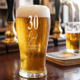 Engraved Personalised 30th Birthday Signature Pint Beer Glass Gift Boxed personalised beer glasses ukgiftstoreonline