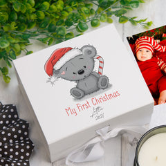 ukgiftstoreonline Personalised My First Christmas Keepsake Memory Box Gift Keepsake Memory Box ukgiftstoreonline Ribbon Box Medium
