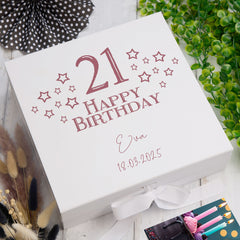 ukgiftstoreonline Personalised Any Age Birthday Gift Keepsake Memory Box Star Design 18th, 21st, 30th, 40th, 50th, 60th