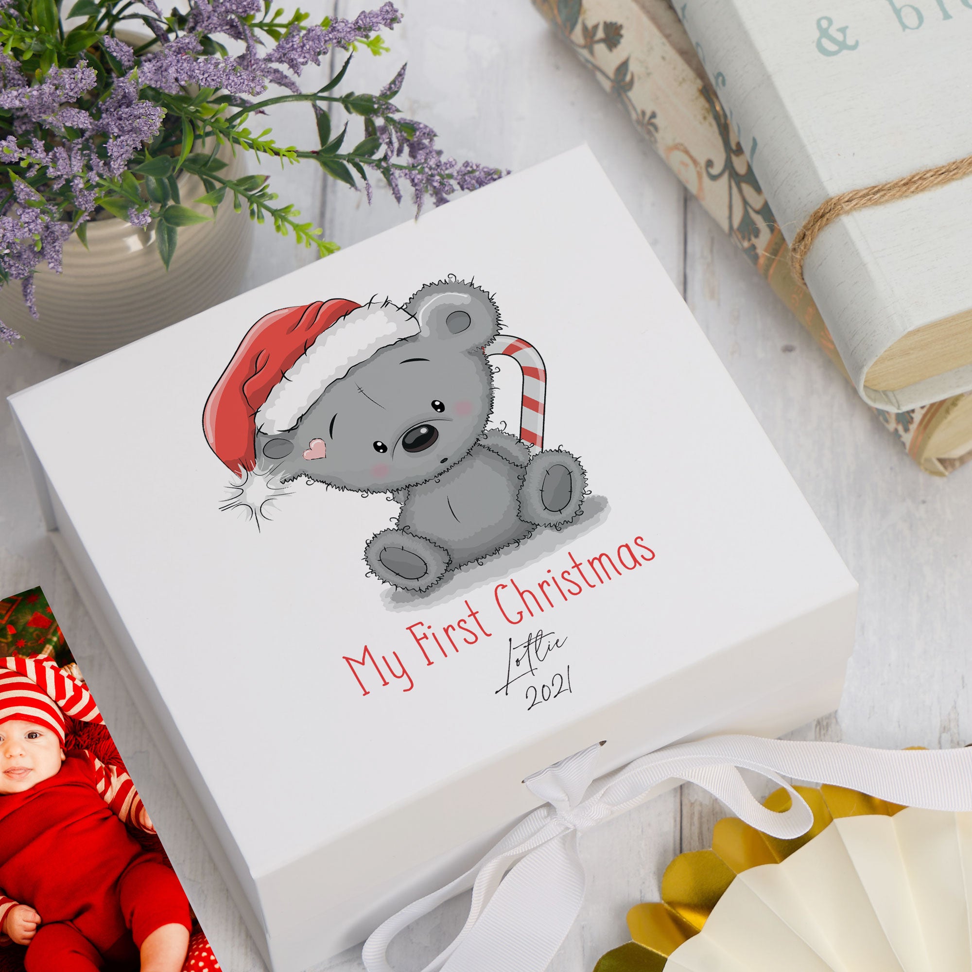 ukgiftstoreonline Personalised My First Christmas Keepsake Memory Box Gift Keepsake Memory Box ukgiftstoreonline