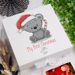 ukgiftstoreonline Personalised My First Christmas Keepsake Memory Box Gift Keepsake Memory Box ukgiftstoreonline Ribbon Box Large